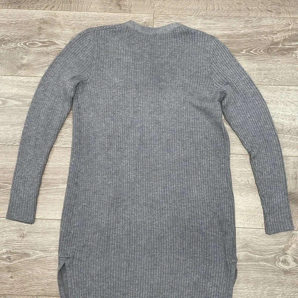 Athleta Long Sweater Duster Cardigan Merino Wool Blend Blue Gray S